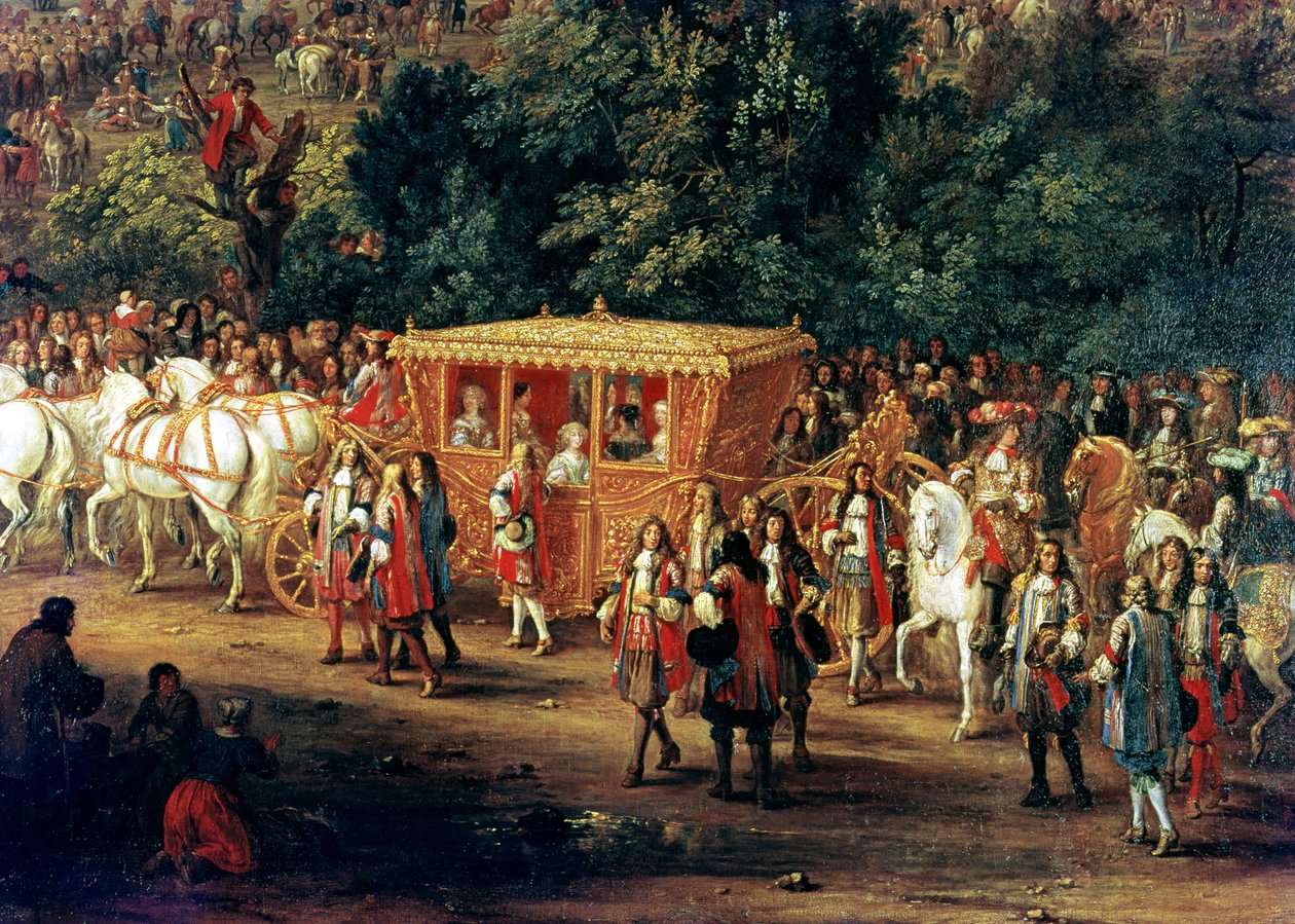 XIV. Lajos (1638-1715) és Mária Terézia (1638-83) belépése Arrasba, 1667. július 30. (részlet) alkotó: Adam Frans van der Meulen