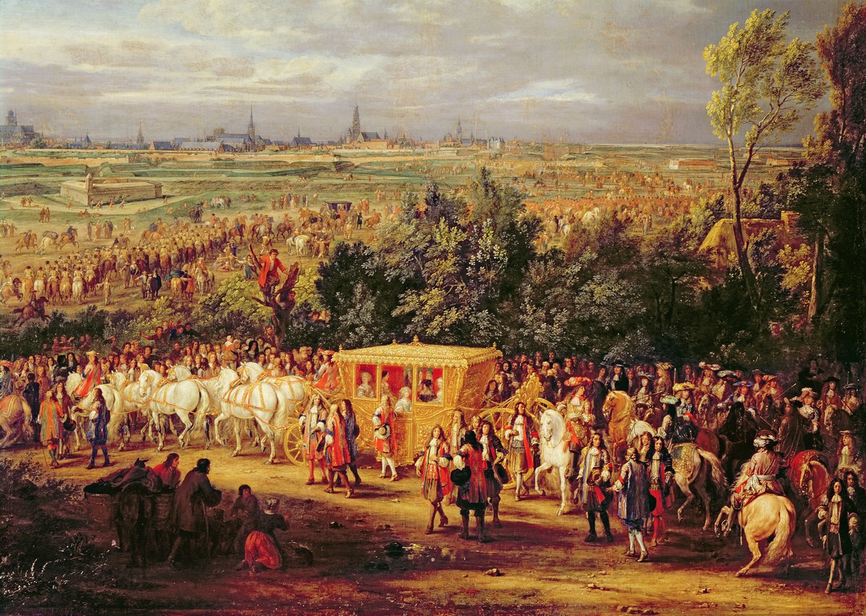 XIV. Lajos (1638-1715) és Marie-Therese (1638-83) osztrák belépése Arrasba, 1667. július 30., 1685 körül (159164 részlet) alkotó: Adam Frans van der Meulen