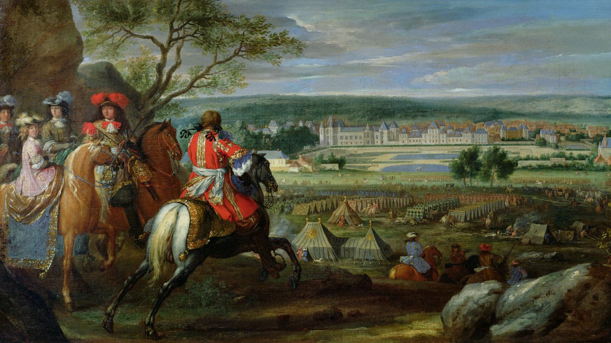 A fontainebleau-i kastély látképe a virágágyás felől, 1669 alkotó: Adam Frans van der Meulen