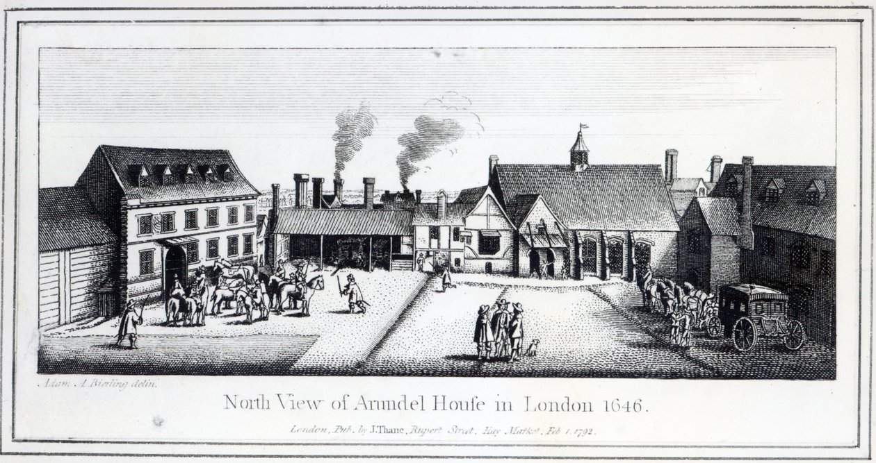A londoni Arundel-ház északi képe, amelyet Wenceslaus Hollar vésett 1646-ban, és 1792-ben adták ki alkotó: Adam Alexius Bierling