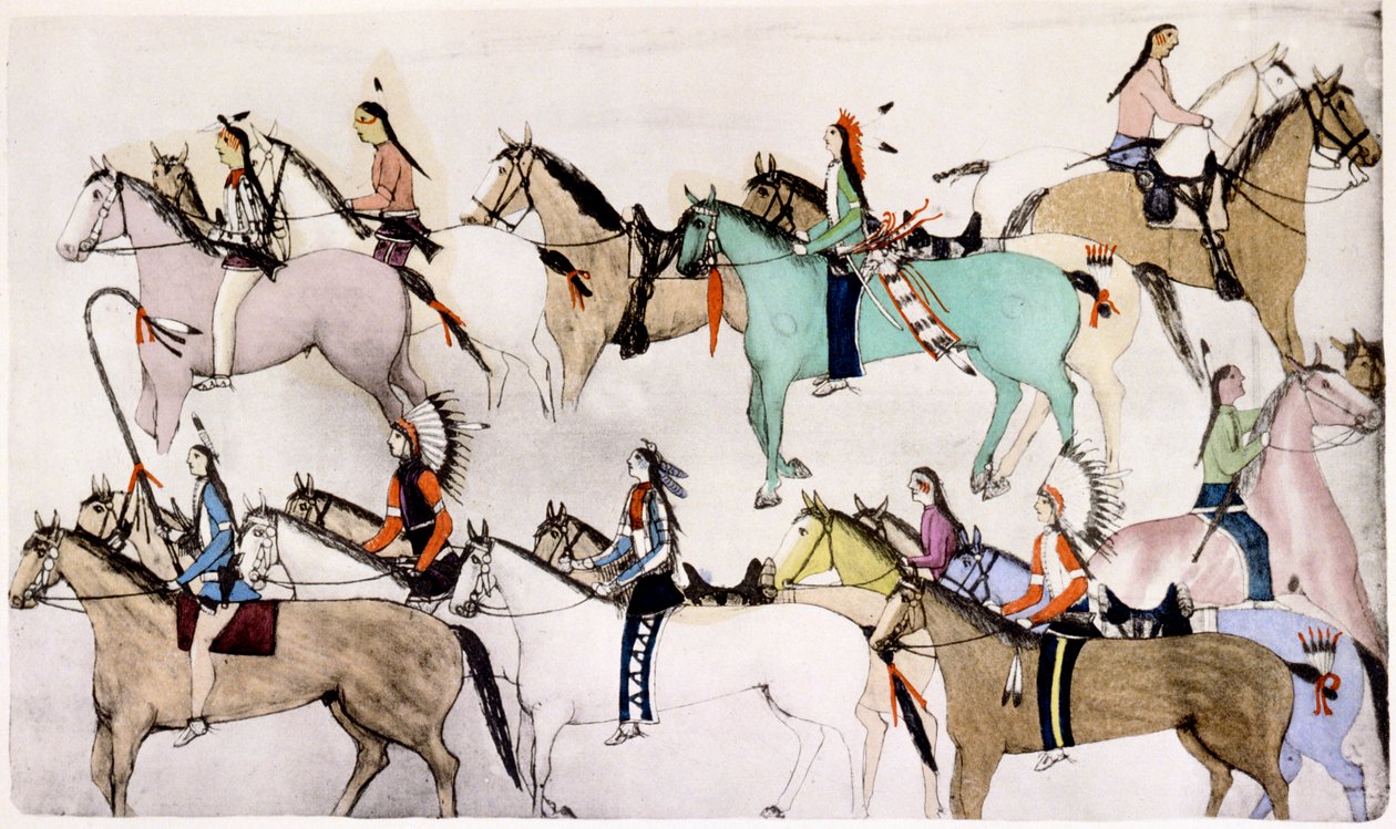 Sziú harcosok Custer utolsó helyén, 1876, 1900 alkotó: Adam Bad Heart Buffalo