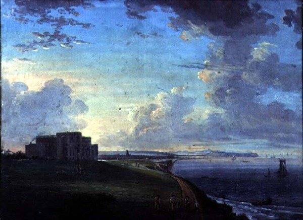 Highcliffe, Christchurch közelében, Dorset, Bute márki székhelye, keletről alkotó: Adam Callander