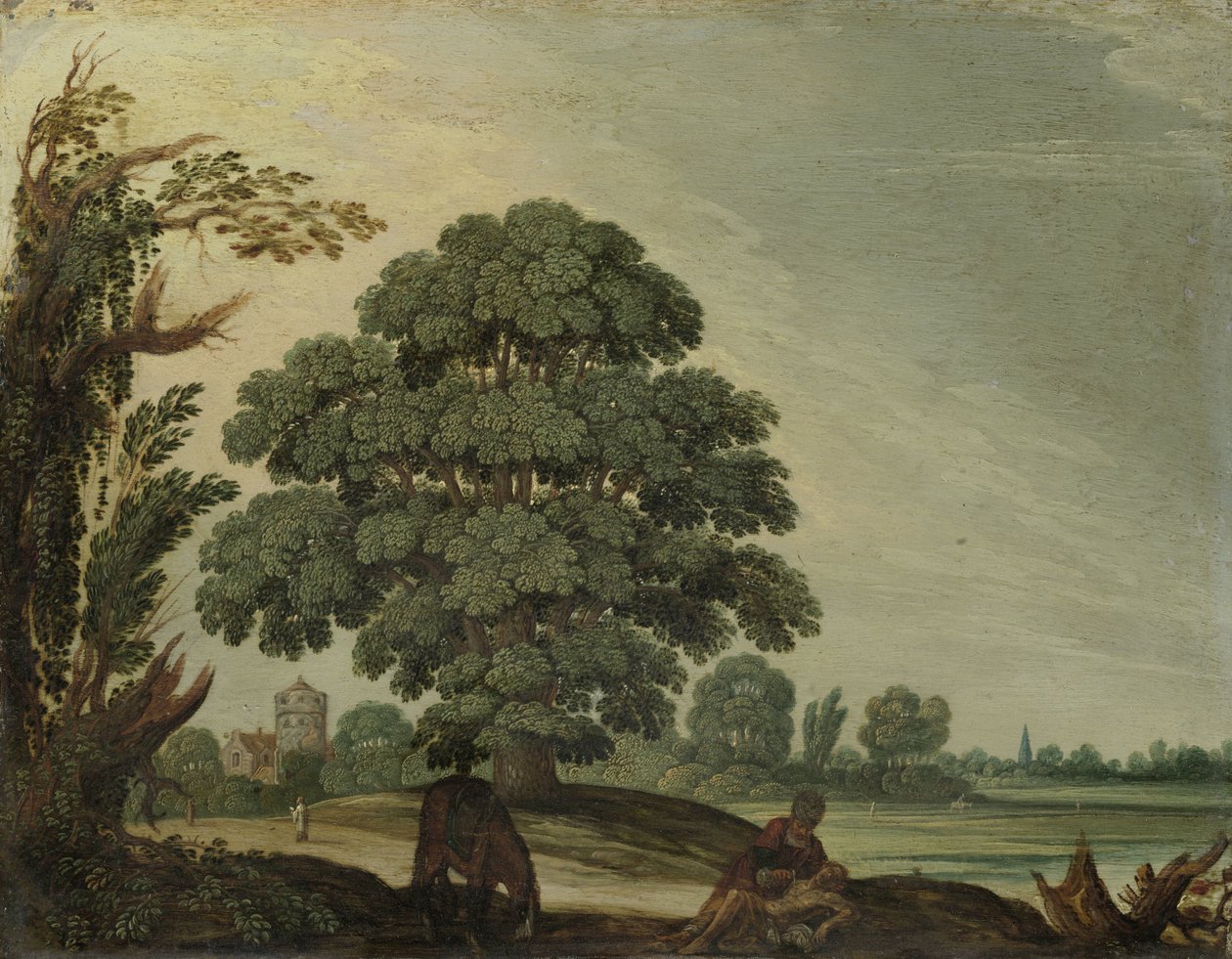 Táj az irgalmas szamaritánussal alkotó: Adam Elsheimer (follower of)