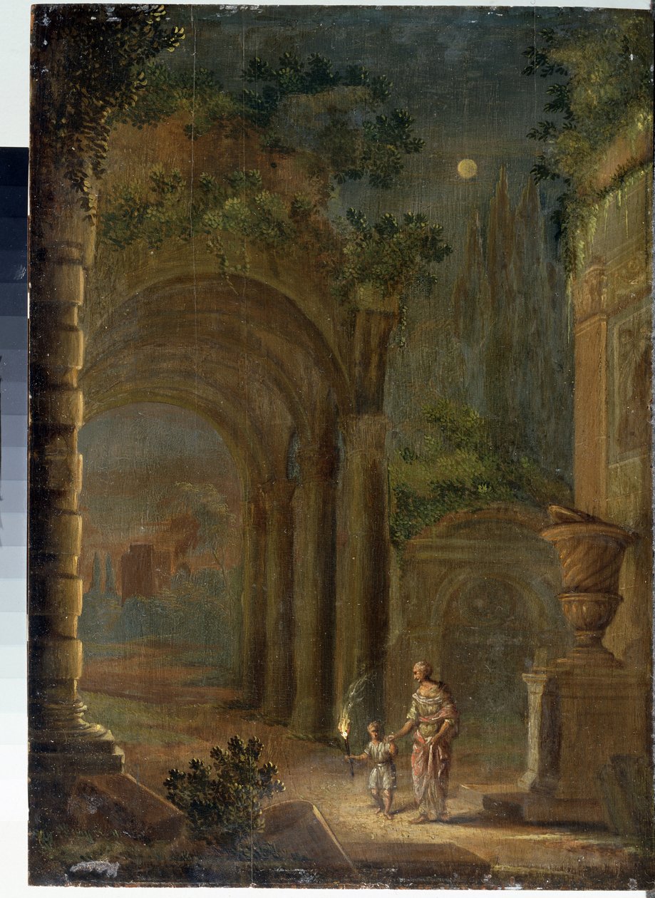 Adam Elsheimer (1578-1610) festménye: "Romok tája a holdfénynél" Állami Szabadtéri Múzeum Gatchina palota, Szentpétervár, Oroszország alkotó: Adam Elsheimer