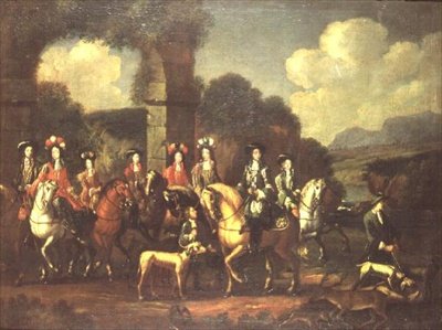 Elegáns vadásztársaság egy rom mellett alkotó: Adam Frans van der (follower of) Meulen