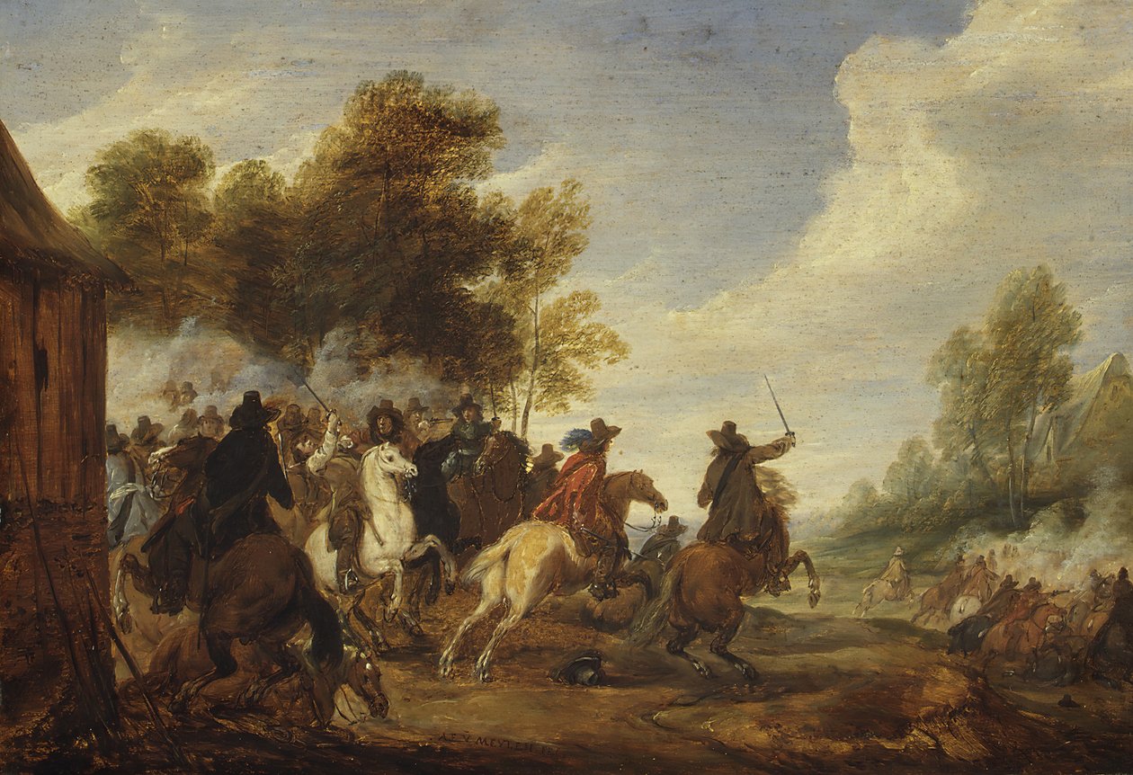Egy lovassági elfoglaltság. alkotó: Adam Frans van der Meulen