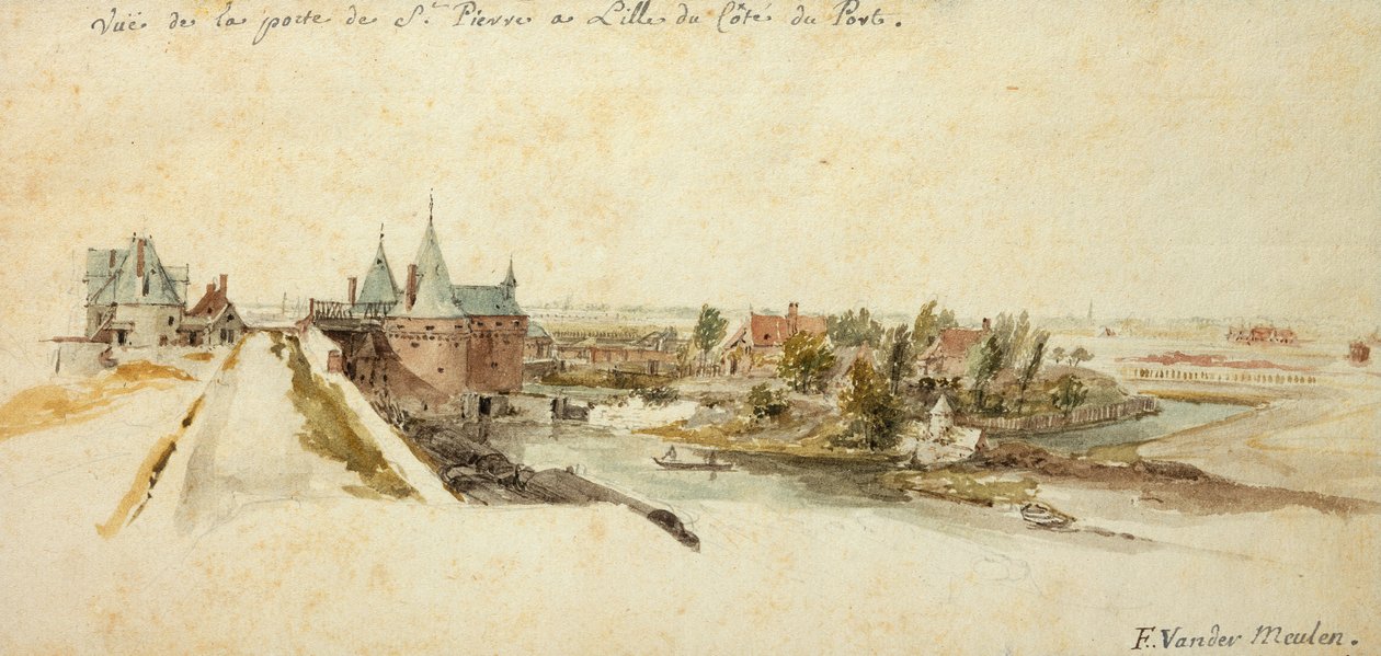 Kilátás a porte Saint-Pierre-re Lille-ben alkotó: Adam Frans van der Meulen