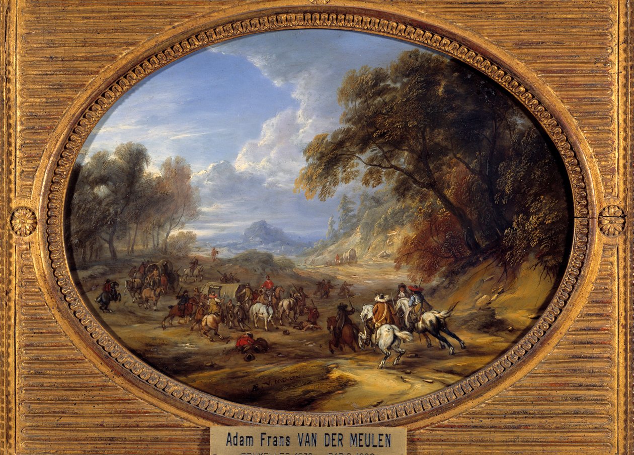 Rablók egy konvoj támadása Adam Van der Meulen (1632-1690) festménye (ec.flam.) V 0,2x0,27 m alkotó: Adam Frans van der Meulen