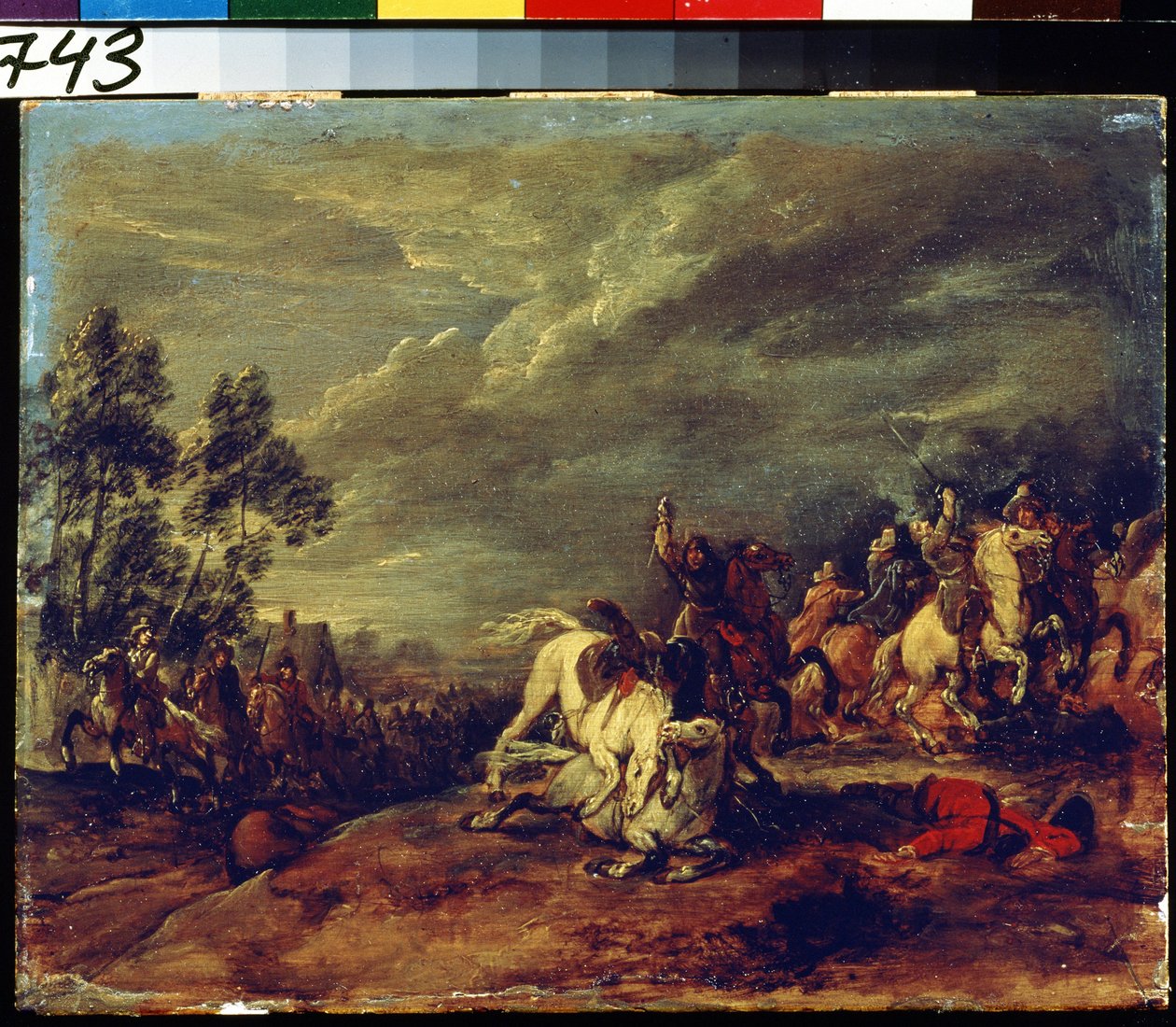 Csata. Csata. Adam Frans van der Meulen (1632-1690) festménye. Olaj, fa. Flamand művészet, barokk stílus. Puskin Szépművészeti Múzeum, Moszkva. alkotó: Adam Frans van der Meulen