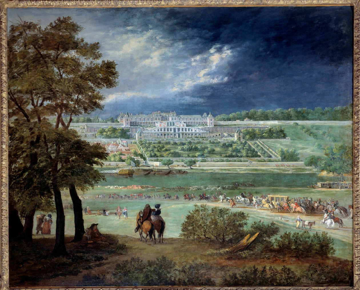 Le Chateau Neuf de Saint-Germain (Saint Germain en Laye) és a kertek, a teraszok rekonstrukciója során Adam Van der Meulen (1632-1690) festménye 1664-1665 V. 1,1x1,3 m Párizs, Musee Carnavalet alkotó: Adam Frans van der Meulen