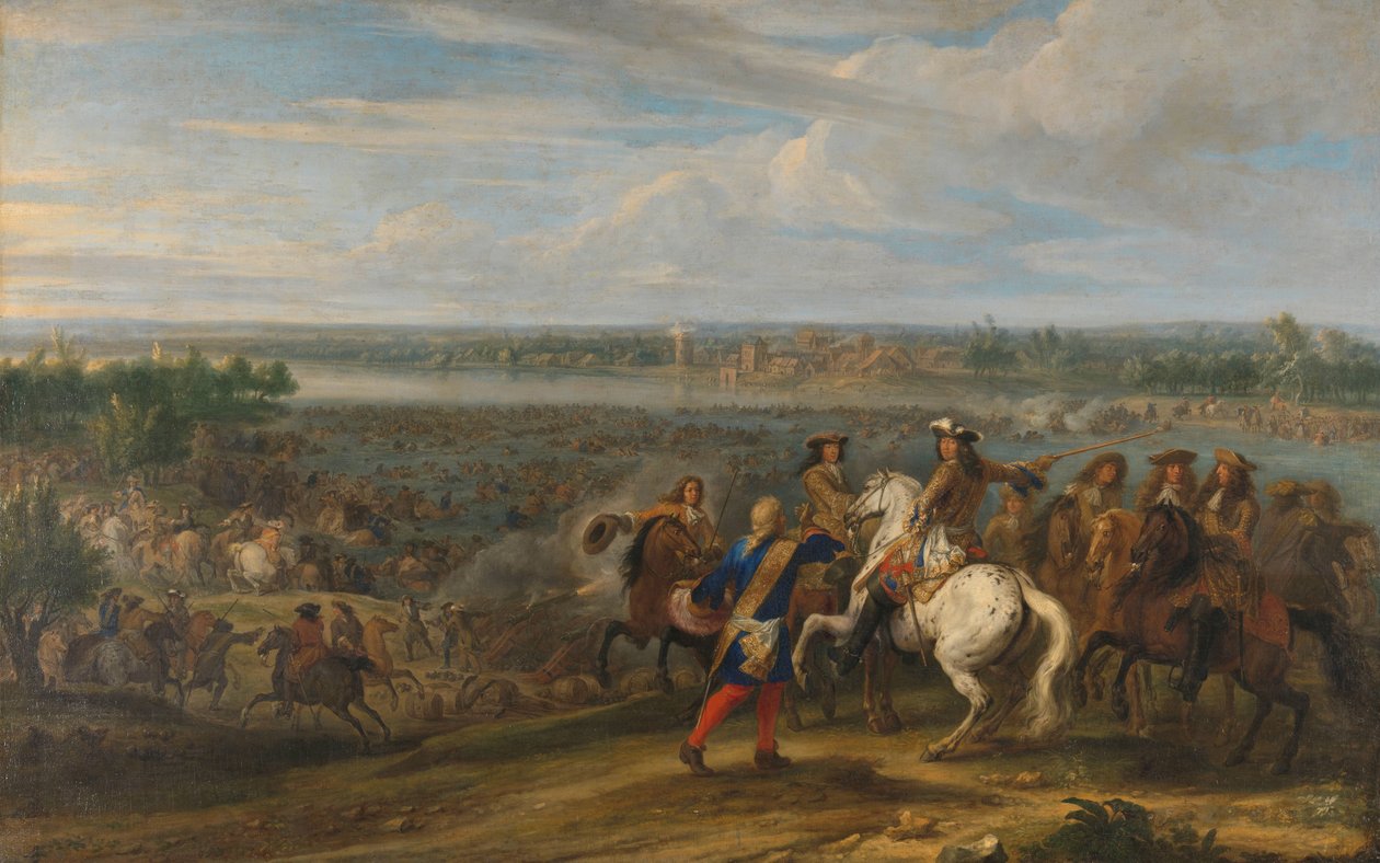 XIV. Lajos átkelés Hollandiába Lobithnál XIV. Lajos átkel a Rajnán a Lobith melletti Tolhuisnál, 1672. június 12-én alkotó: Adam Frans van der Meulen
