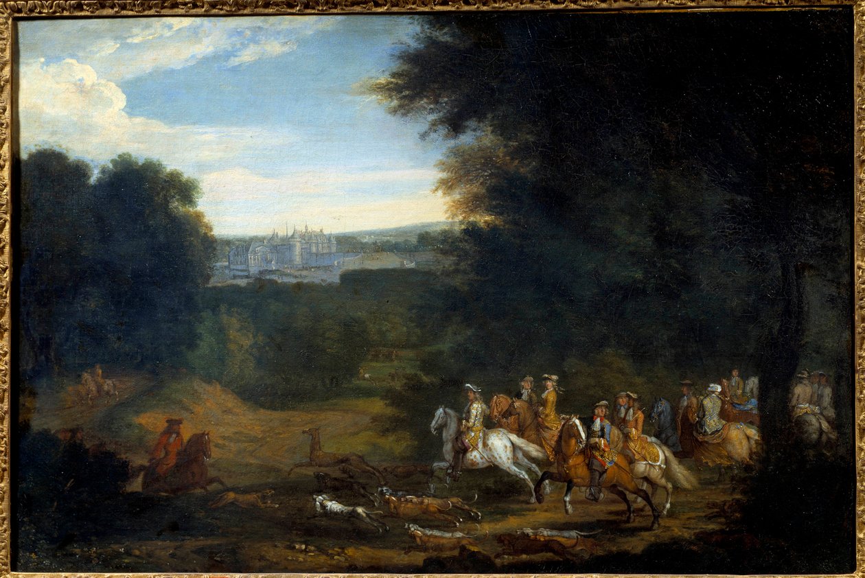 XIV. Lajos vadászik. Adam Francois Van Der Meulen festménye alkotó: Adam Frans van der Meulen