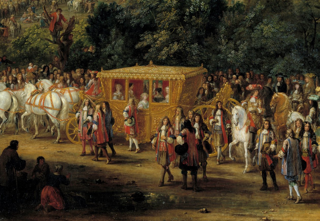 Rövidnadrág és kortes. Részlet a „” Arras bejáratáról XIV. Lajos és Marie Therese július 30-án alkotó: Adam Frans van der Meulen