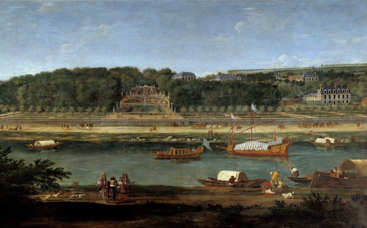 Kilátás Saint Cloud kastélyára a Szajna-parti királyi galériával Adam Van der Meulen (1632-1660) festménye alkotó: Adam Frans van der Meulen