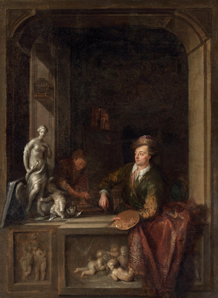 A művész a műtermében alkotó: Adam Johann Braun