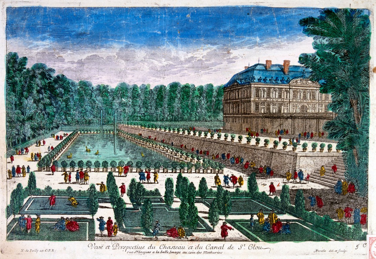 17. század, illusztráció, a Chateau de Saint-Cloud kastélyt ábrázolja alkotó: Adam Perelle