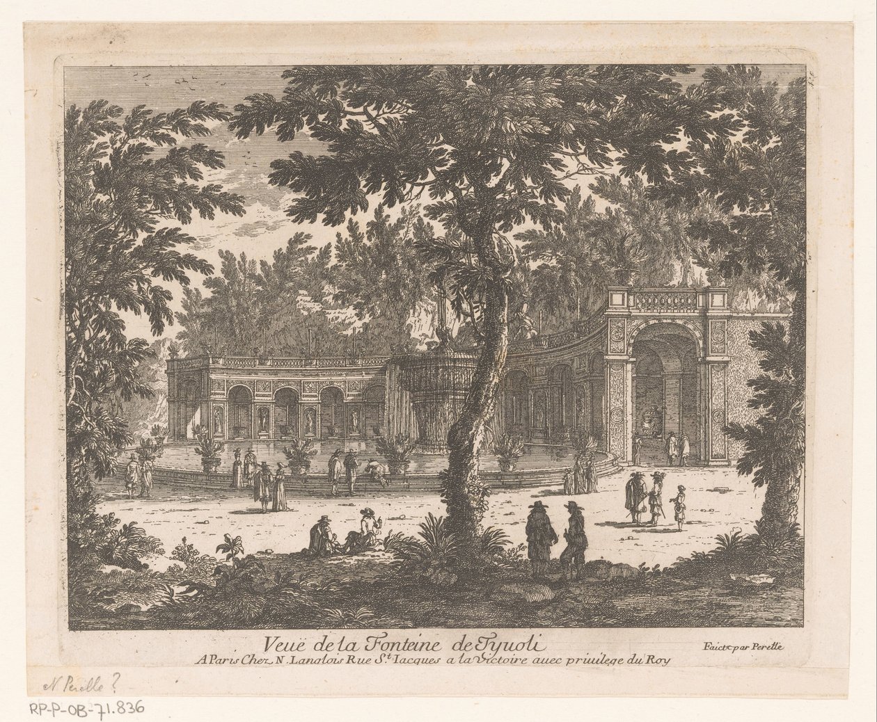Kilátás egy szökőkútra Vue de la Fontaine de Tivoli (cím az objektumon) alkotó: Adam Perelle