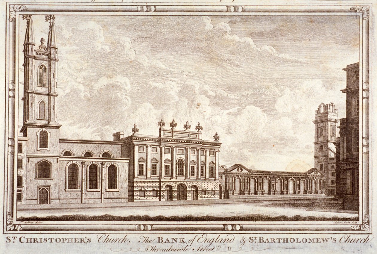 Bank of England, St Christopher-le-Stocks és St Bartholomew-by-the-Exchange, London, 1775 alkotó: Adam Smith