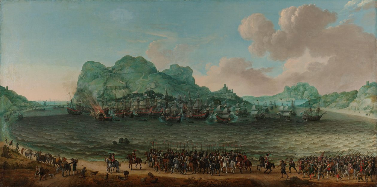 A Jacob van Heemskerck admirális által vezényelt flotta győzelme a spanyolok felett Gibraltár közelében, 1607. április 25. alkotó: Adam Willaerts (signed by artist)