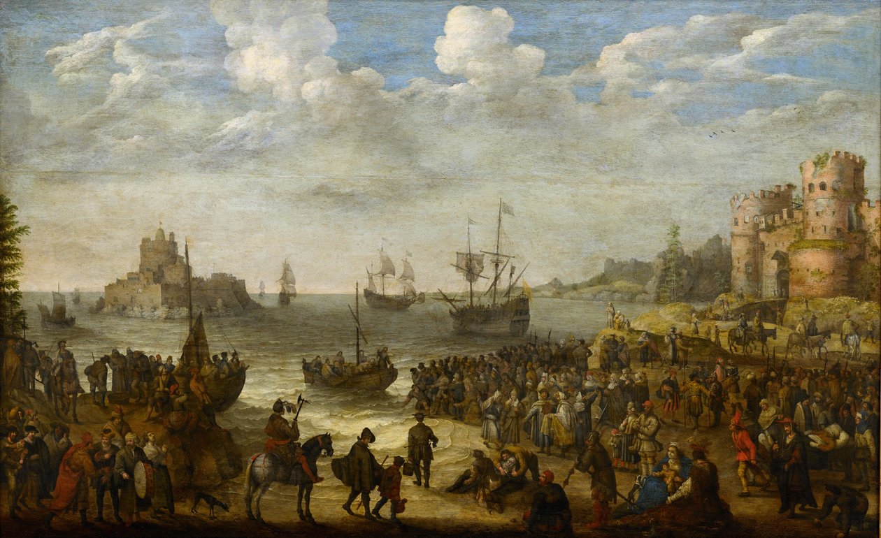 Krisztus prédikál egy hajóról a Galileai-tengeren (Lac de Tiberiade) – par Willaerts, Adam (1577-1664). Olajfestmény alkotó: Adam Willaerts