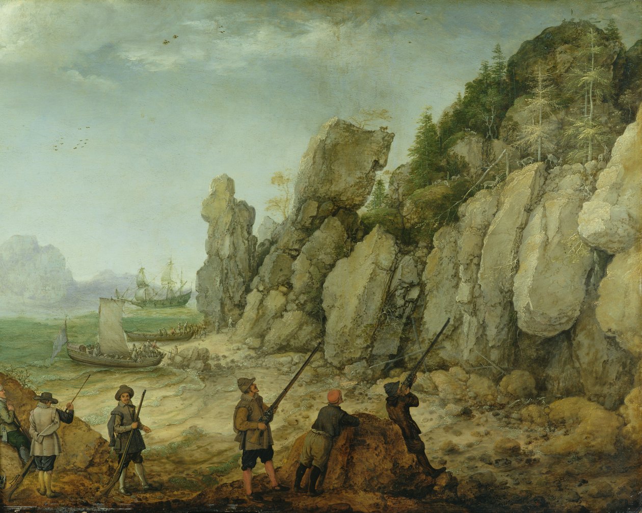 Részlet a tengerparti vadkecskevadászatról, 1620 alkotó: Adam Willaerts