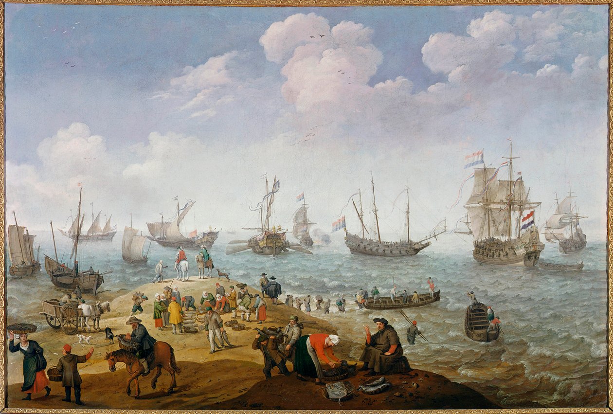 Adam Willaerts (1577-1664) horgászjelenet festménye 17. századi magángyűjtemény alkotó: Adam Willaerts