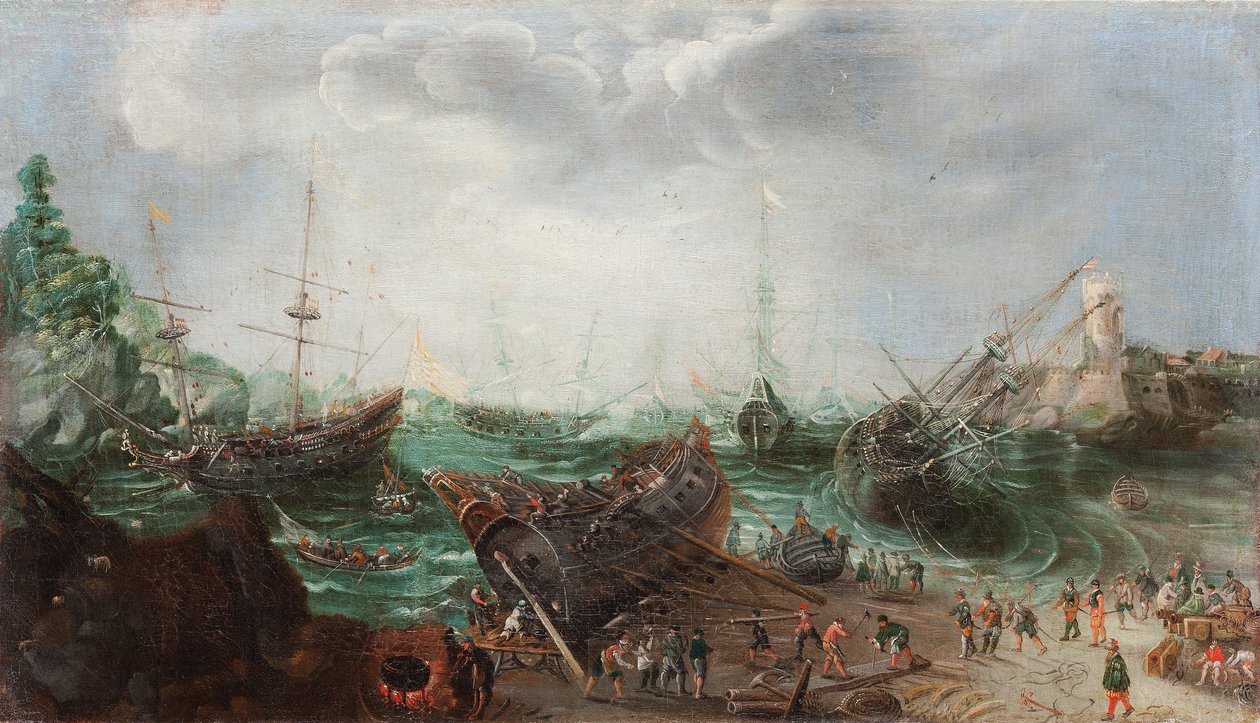 Kikötői jelenet, c. 1615 alkotó: Adam Willaerts