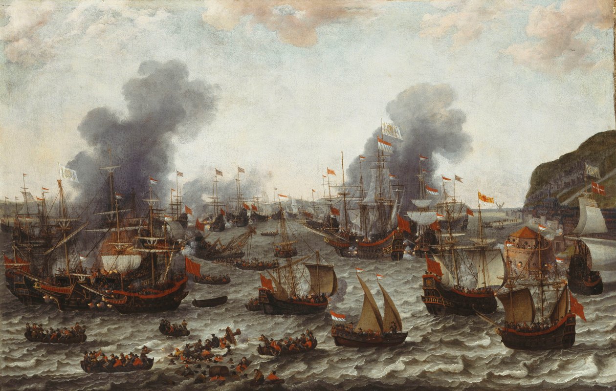 A gibraltári csata a holland és a spanyol flotta között, 1607. április 25., 1639. alkotó: Adam Willaerts