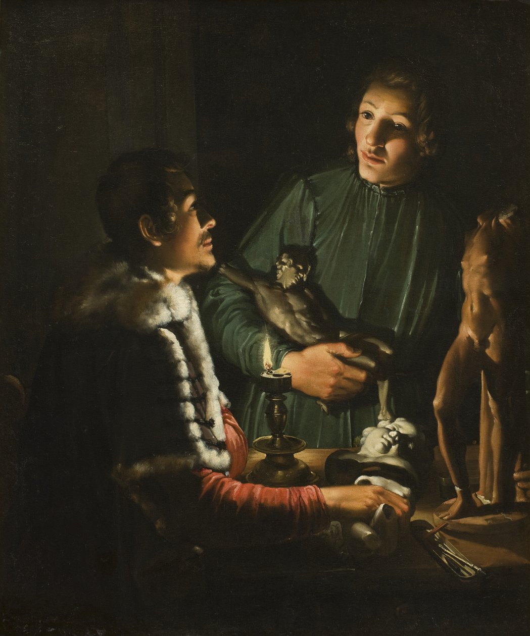Két szobrász éjjel Rómában. Francois Duquesnoy és Georg Petel kettős portréja alkotó: Adam de Coster