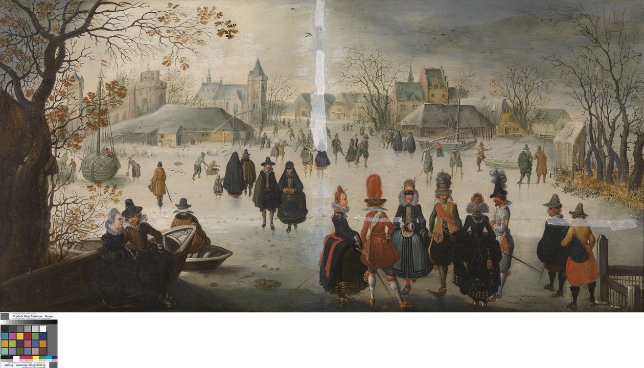 Német: Téli táj korcsolyázókkal téli táj korcsolyázással alkotó: Adam van Breen