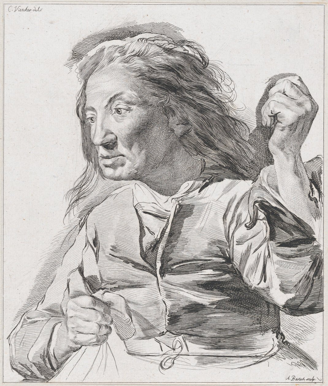 Öreg asszony ökölbe szorított kézzel, 1786. alkotó: Adam von Bartsch