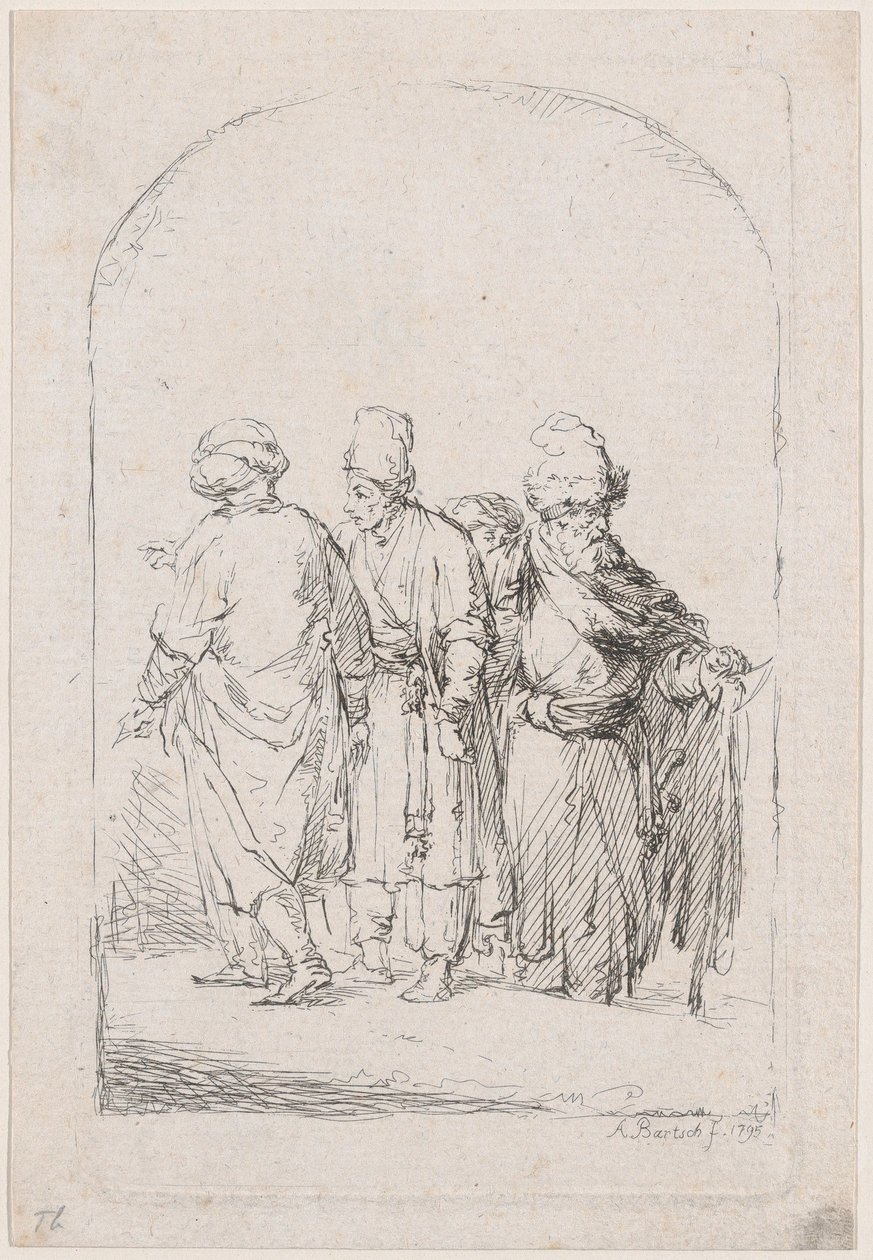 Négy álló férfiból álló csoport keleti viseletben, 1795. alkotó: Adam von Bartsch