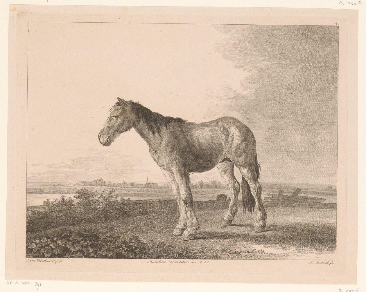 Álló ló a folyó táján Állatok holland mesterek festményei után (sorozat címe) Différens animaux graves d