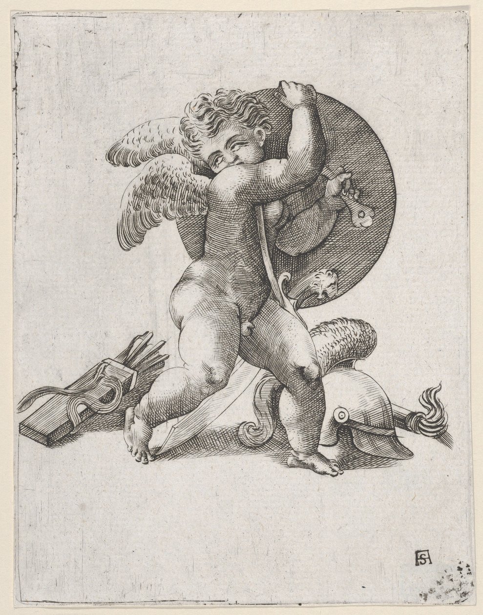 Ámor a marsi fegyverekkel, c1547-62. alkotó: Adamo Scultori