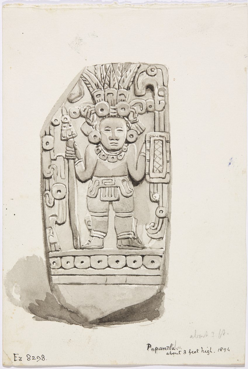 Papantla kőszobra (akvarell) alkotó: Adela Breton