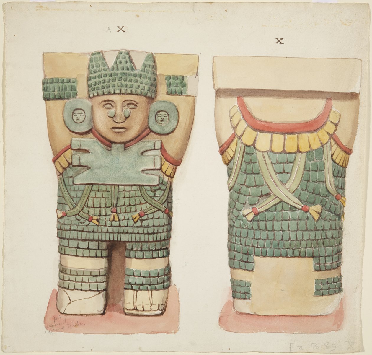 Caryatid X, elölről és hátulról (akvarell) alkotó: Adela Breton