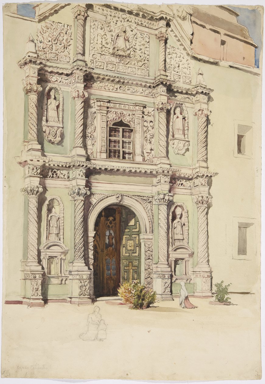 Katedrális, Aquascalientes (akvarell) alkotó: Adela Breton