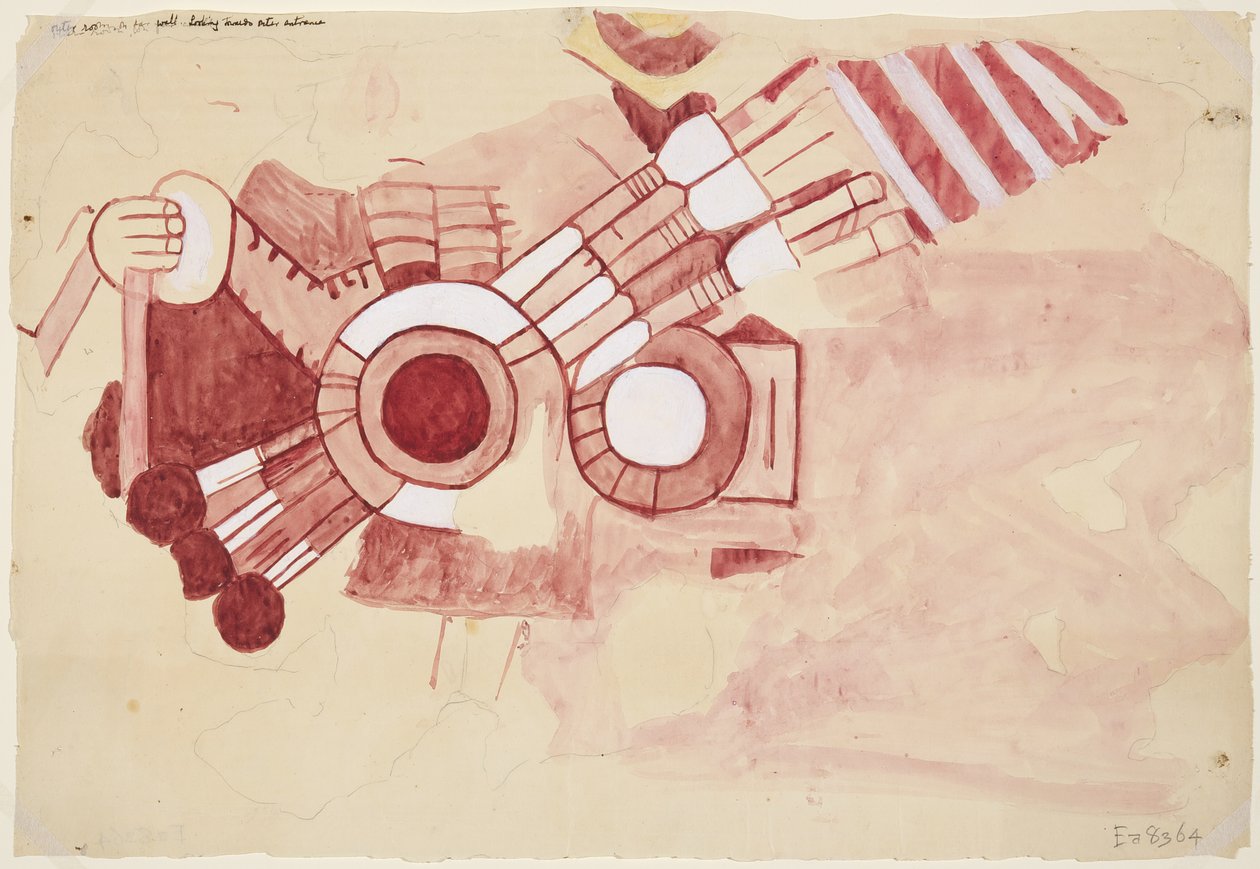 A Casa de Barrios, Teopancaxco, Teotihuacan, Mexikó állam festménytöredékének másolata alkotó: Adela Breton