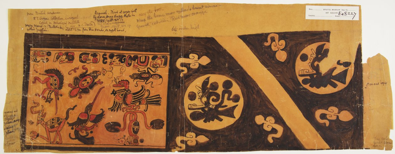 Dizájn edényből Brit Hondurasból (Belize), Yucatanból (akvarell) alkotó: Adela Breton