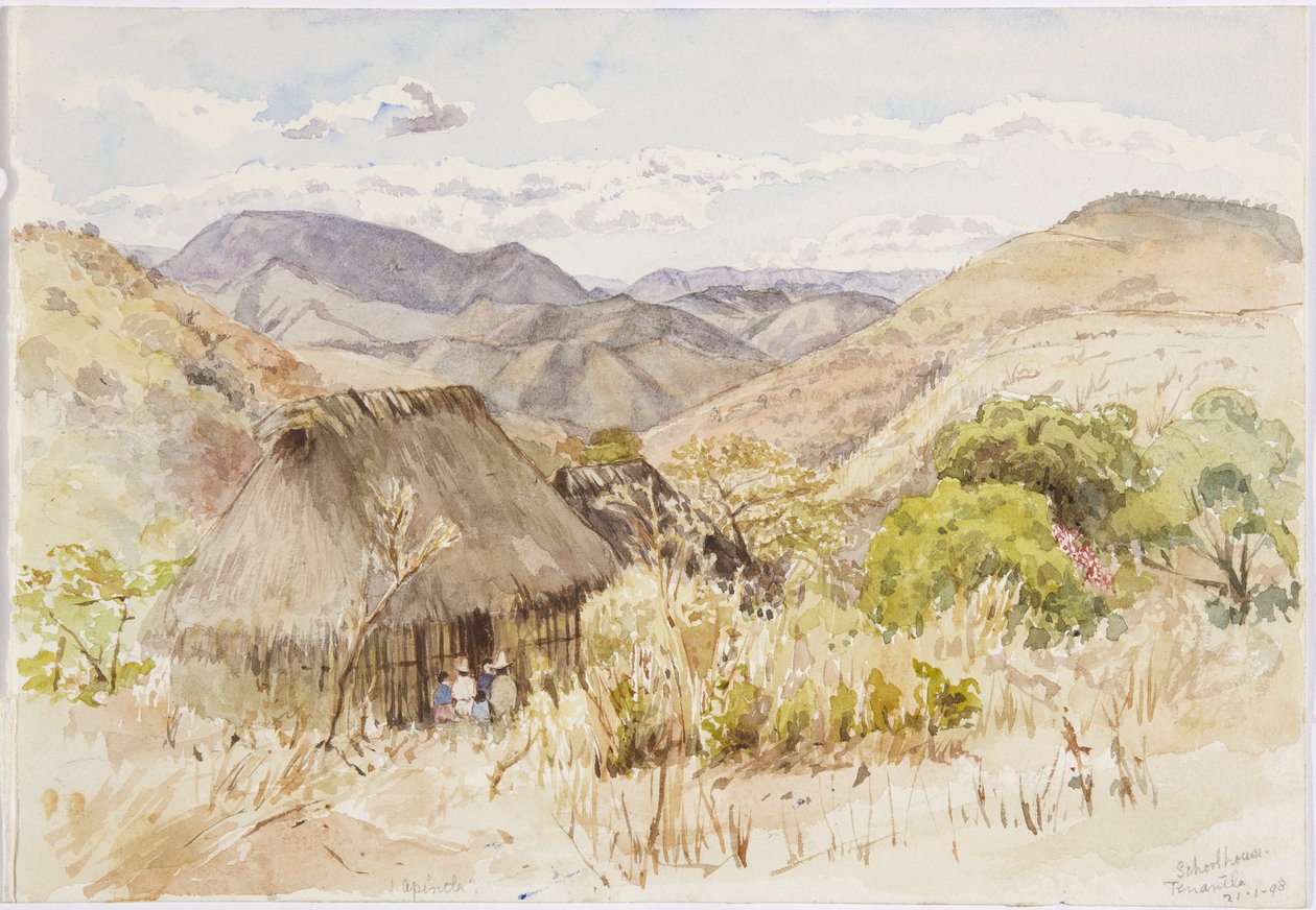 Iskolaház Tenantlában, Mexikóban (akvarell) alkotó: Adela Breton