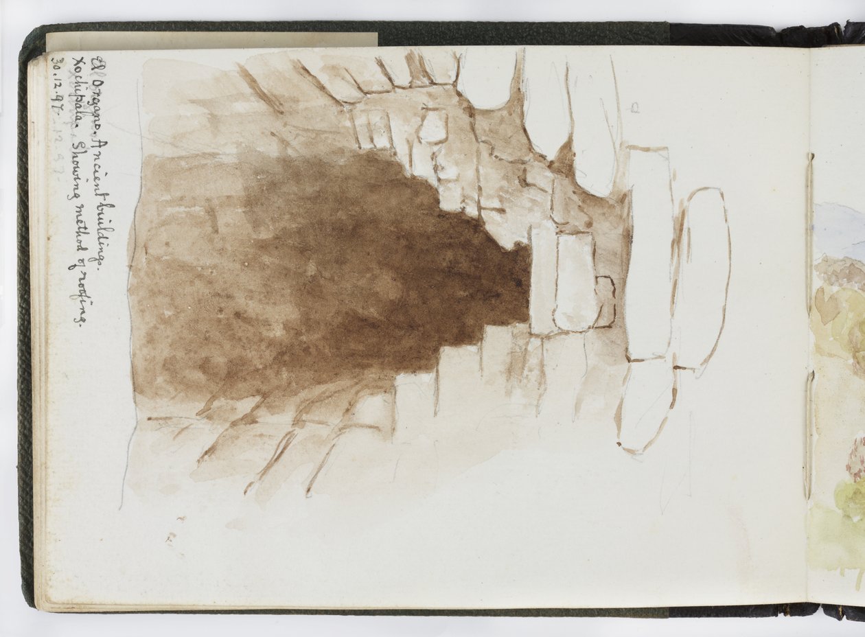 Akvarell vázlatfüzet, rajzok és jegyzetek, Mexikó, 1896-1898 (akvarell) alkotó: Adela Breton