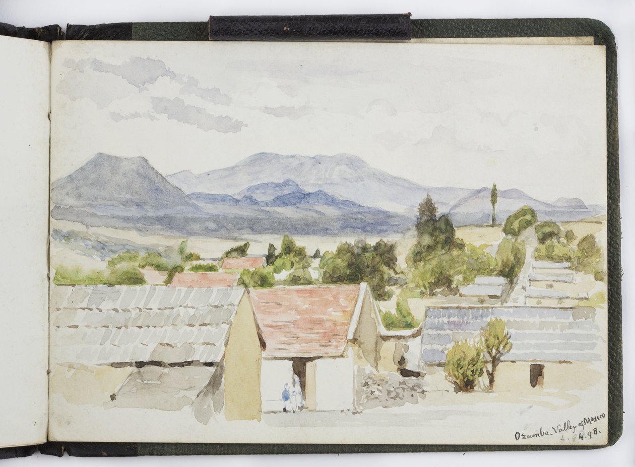 Akvarell vázlatfüzet, rajzok és jegyzetek, Mexikó, 1896-1898 (akvarell) alkotó: Adela Breton