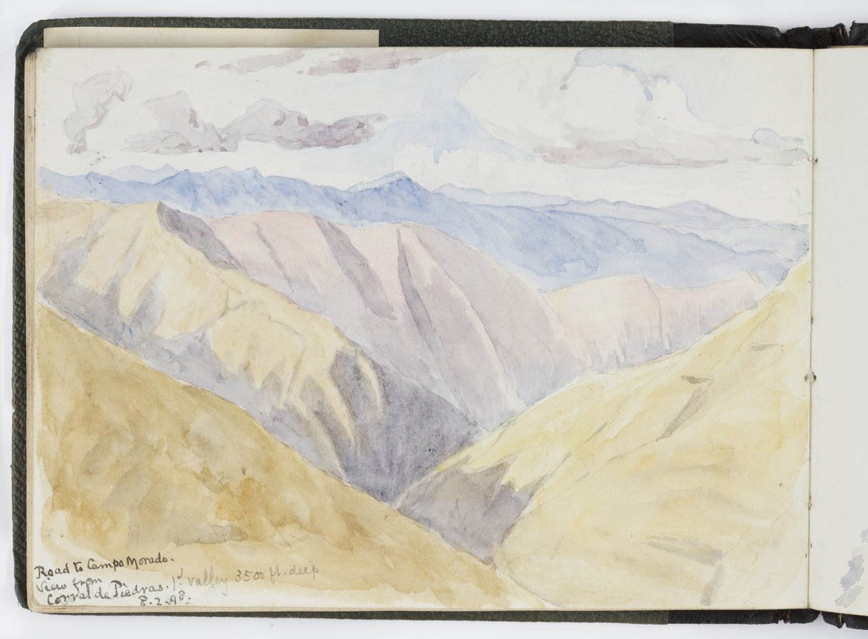 Akvarell vázlatfüzet, rajzok és jegyzetek, Mexikó, 1896-1898 (akvarell) alkotó: Adela Breton