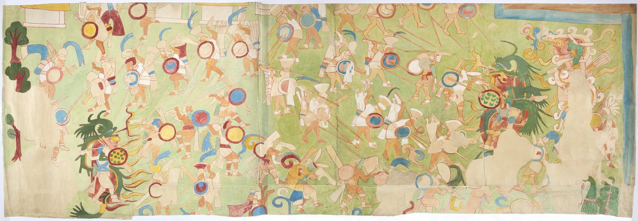 Egy falfestmény nyomon követése a délnyugati falról, Jaguárok felső temploma, Chichen Itza Chichen Itza, Mexikó (akvarell, testfesték, grafit) alkotó: Adela Breton
