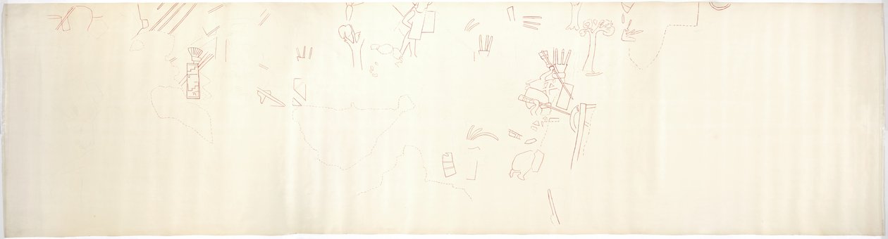 Egy falfestmény nyomon követése az East Wallról, a Jaguárok felső temploma Chichen Itza, Mexikó (vörös tinta és   grafit) alkotó: Adela Breton