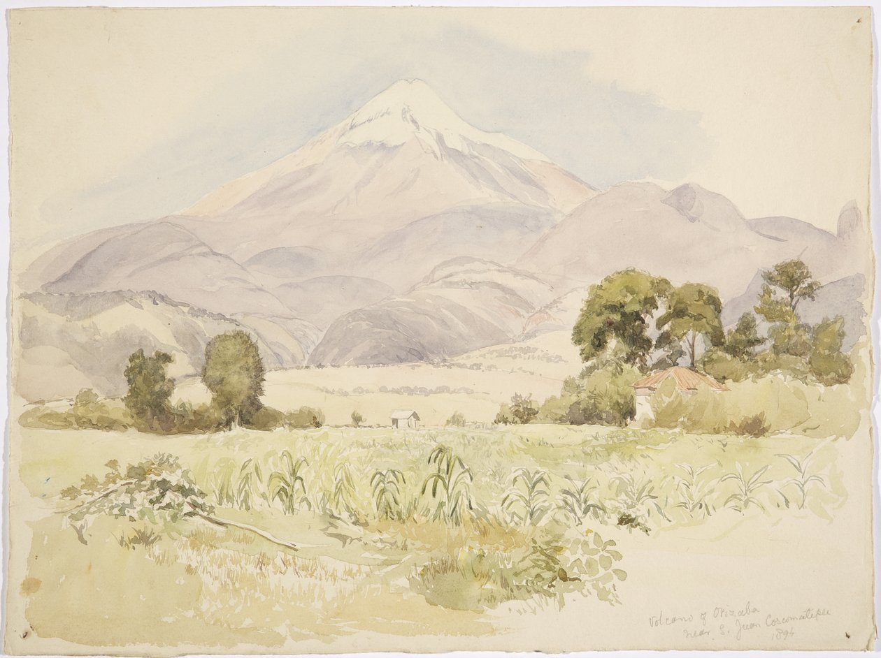 Orizaba vulkán, S Juan közelében, Coscomatepec, Mexikó (akvarell) alkotó: Adela Breton