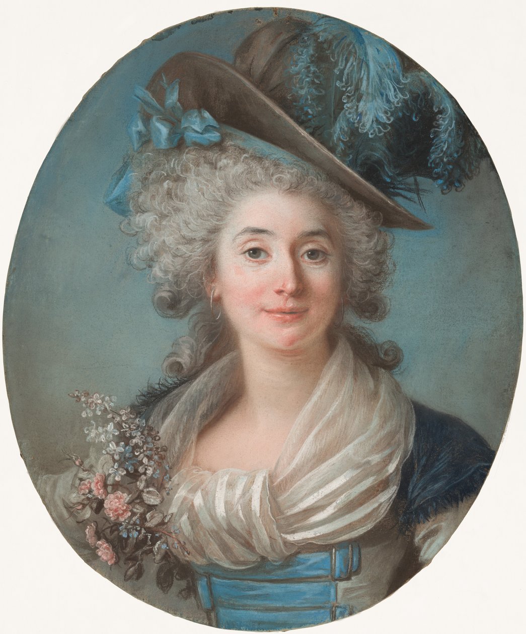 Divatos nemesasszony tollas kalapot viselő alkotó: Adelaide Labille Guiard