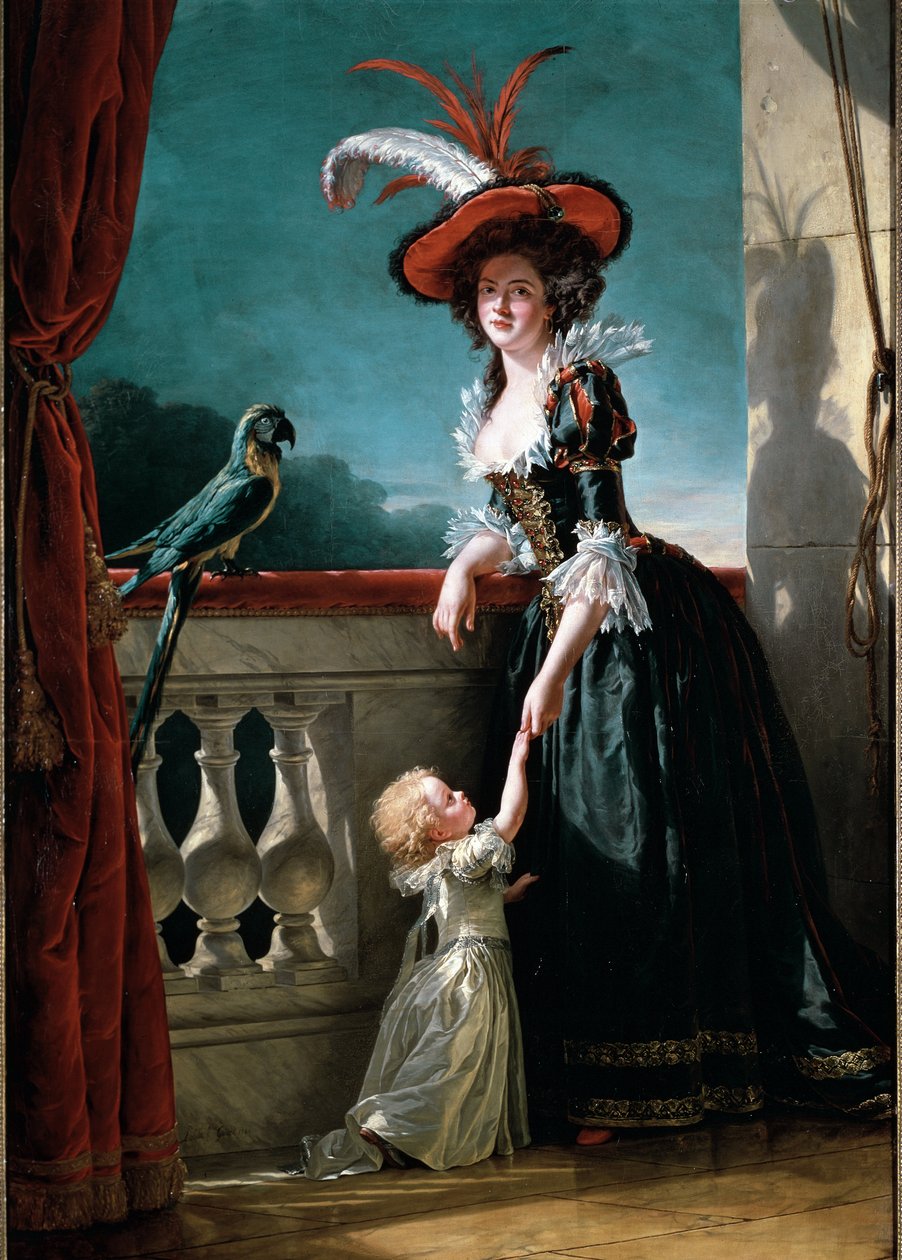 A francia Louise Elisabeth és fia, Don Ferdinand portréja (olaj, vászon alkotó: Adelaide Labille Guiard