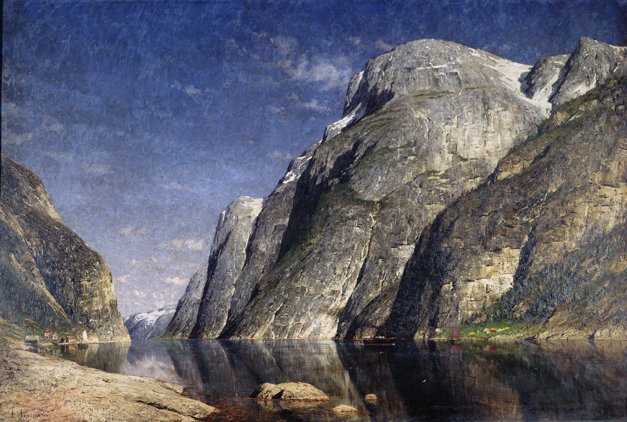 A Sognefjord, Norvégia, 1885 körül (olaj, vászon) alkotó: Adelsteen Normann