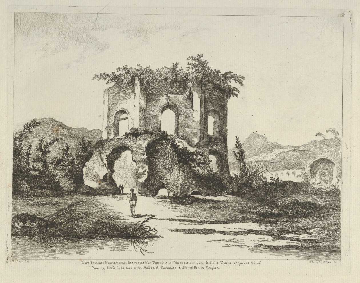 Kilátás egy templomra... amelyet Dianának szenteltek a természetből merített különböző nézetek... d..., 18. század. alkotó: Adélaide Allou